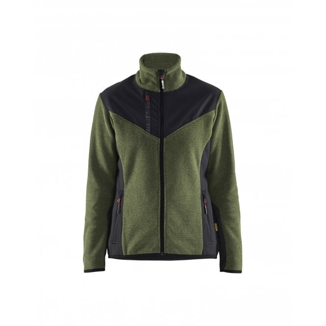 BLÅKLÄDER 5943 Womens Knitted Jacket with Softshell - Autumn Green/Black