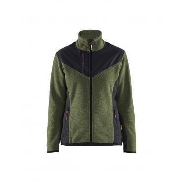 5943 Womens Knitted Jacket with Softshell - Autumn Green/Black