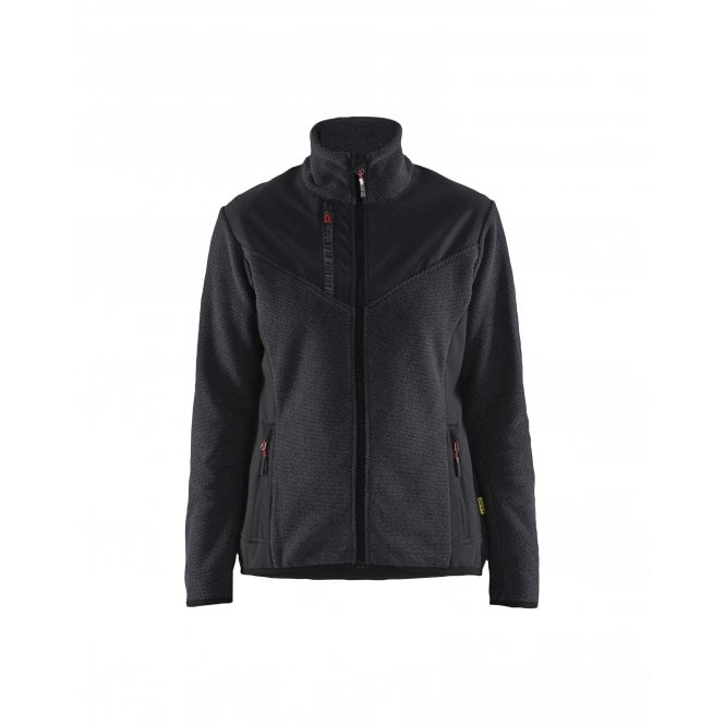 BLÅKLÄDER 5943 Womens Knitted Jacket with Softshell - Dark Grey/Black