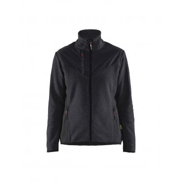 5943 Womens Knitted Jacket with Softshell - Dark Grey/Black