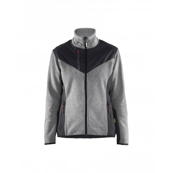 BLÅKLÄDER 5943 Womens Knitted Jacket with Softshell - Grey Melange/Black
