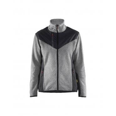 5943 Womens Knitted Jacket with Softshell - Grey Melange/Black