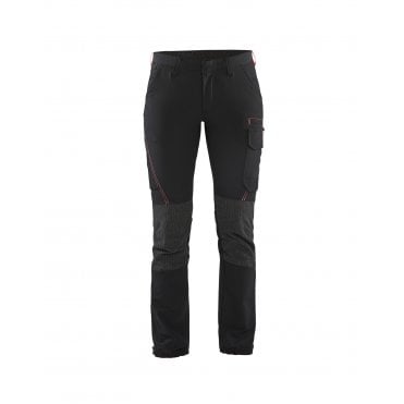 7122 Womens 4-Way Stretch Service Trousers - Black/Red