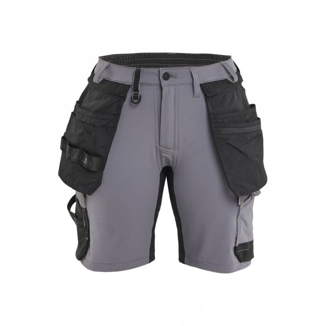 BLÅKLÄDER 7124 Womens Craftsman Shorts 4-Way Stretch - Mid Grey/Black
