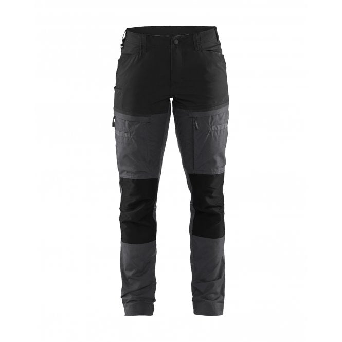 BLÅKLÄDER 7166 Womens Service Trousers with Stretch -  Mid Grey/Black