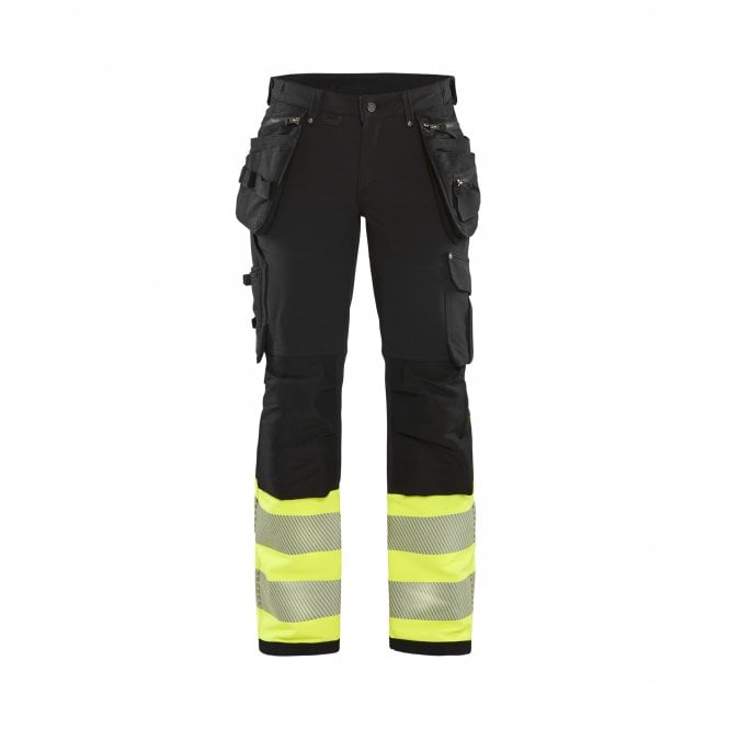 BLÅKLÄDER 7193 Womens Hi-Vis Trouser with 4-Way-Stretch -  Black/Hi-Vis Yellow