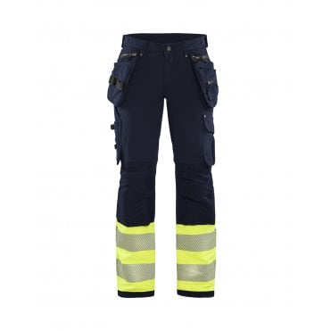 7193 Womens Hi-Vis Trouser with 4-Way-Stretch -  Navy Blue/Hi-Vis Yellow