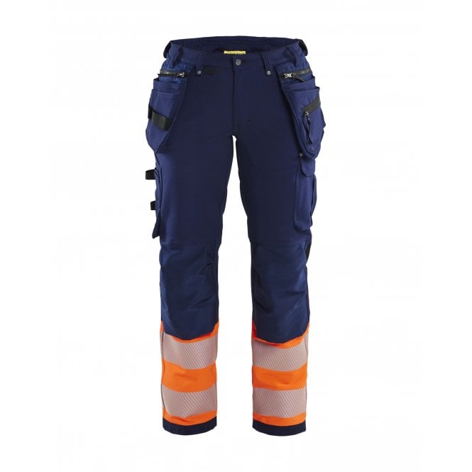 BLÅKLÄDER 7193 Womens Hi-Vis Trouser with 4-Way-Stretch -  Navy Blue/Orange