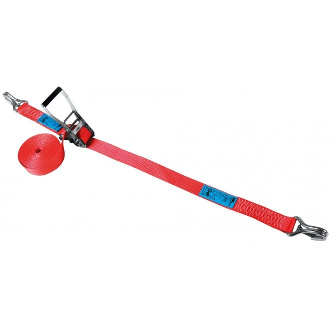 CargoStop 5T 8M Ratchet Strap with Hook and Keeper - Red Webbing