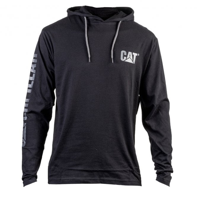 CAT  Hooded Long Sleeve T-Shirt - Black