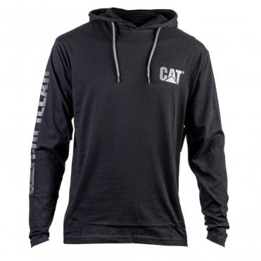 CAT Hooded Long Sleeve T-Shirt - Black
