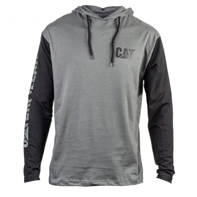 CAT  Hooded Long Sleeve T-Shirt - Grey/Black
