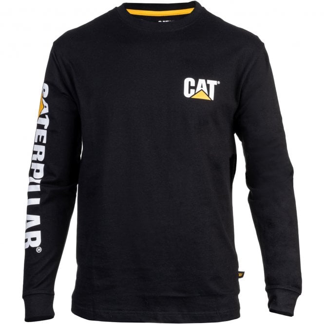 CAT  Trademark Banner Long Sleeved T-Shirt - Black