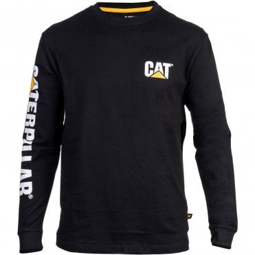 CAT Trademark Banner Long Sleeved T-Shirt - Black