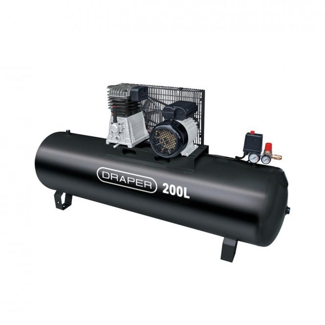 Draper 230V 200L Stationary Belt-Driven Air Compressor 2.2kW/3HP - 55313