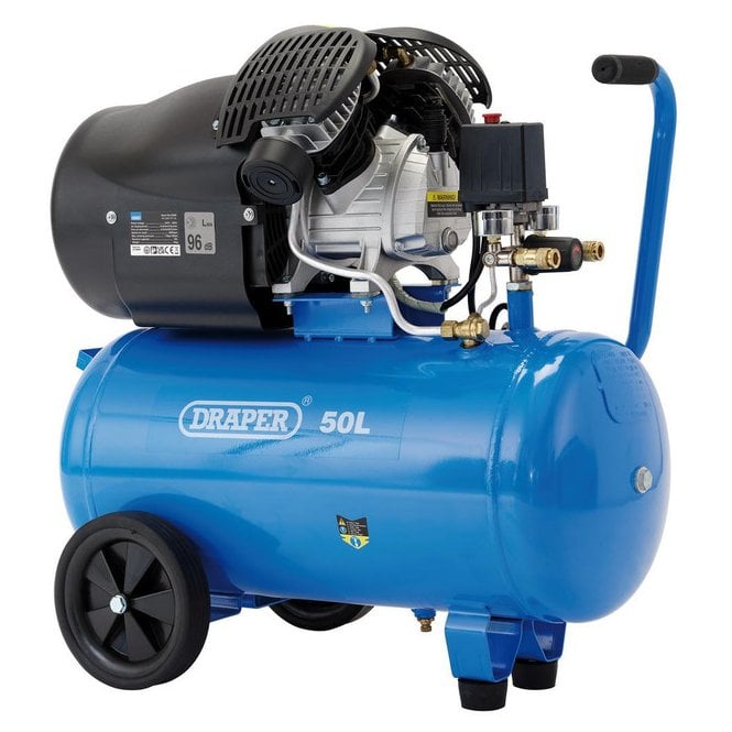 Draper 230V 50L Direct Drive V-Twin Air Compressor 2.2kW/3HP - 29355