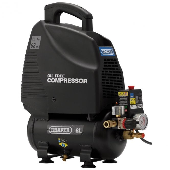 Draper 6L Oil-Free Air Compressor 1.1kW/1.5hp - 24974