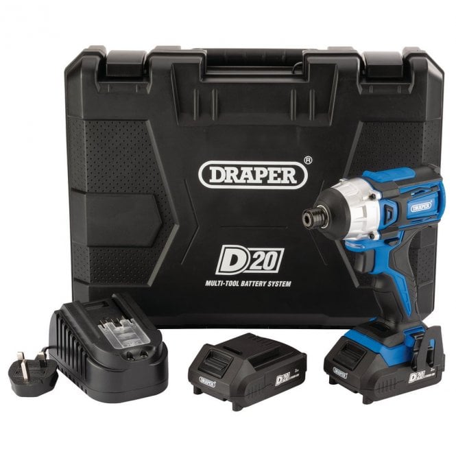 Draper D20 20V Brushless Impact Driver 1/4 inch Hex 180Nm with Batteries and Charger - 86958