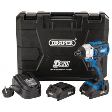 D20 20V Brushless Impact Driver 1/4 inch Hex 180Nm with Batteries and Charger - 86958