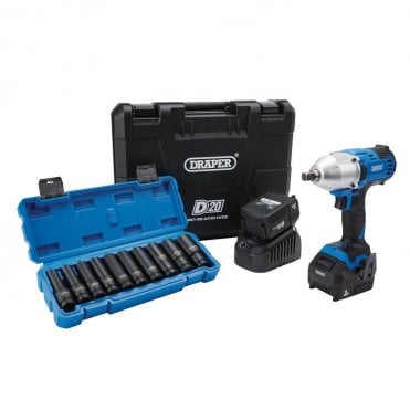 D20 20V Brushless Mid-Torque Impact Wrench and Metric Deep Impact Socket Set Kit - 04791