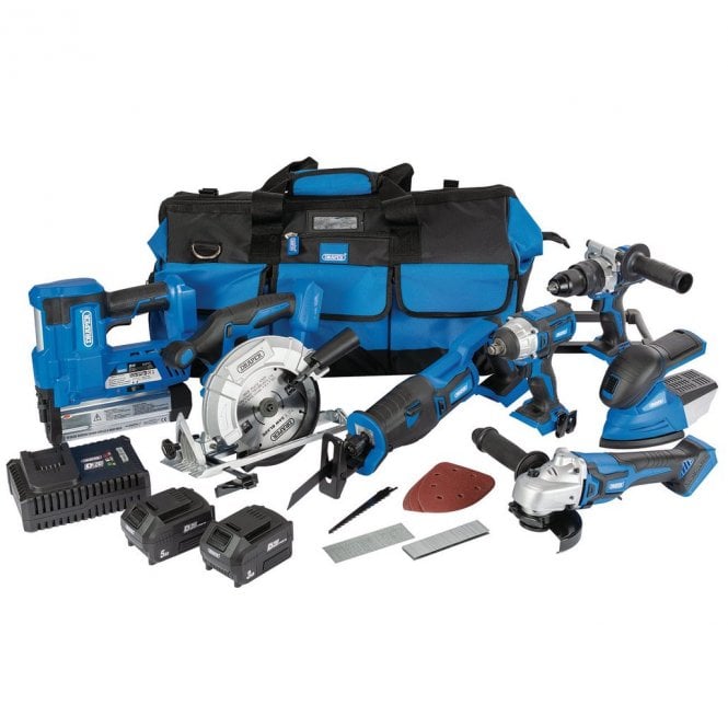 Draper D20 20V Jumbo Kit 7 Piece with Batteries and Charger- 90473
