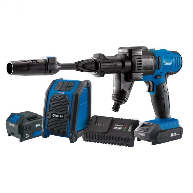 Draper D20 20V Pressure Washer and D20 20V Wireless Speaker with Batteries and Charger  - 94796