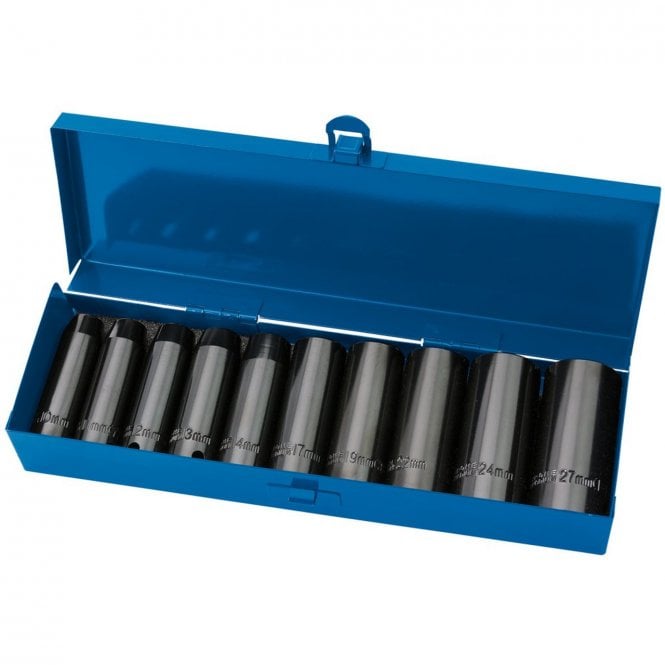 Draper HI-TORQ Metric Deep Impact Socket Set 1/2 inch Sq Dr - 10 Piece - 38369