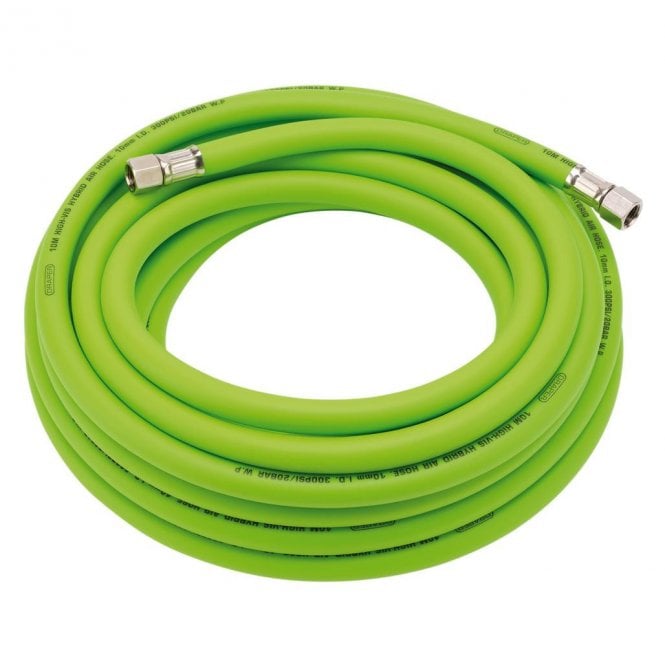 Draper High-Vis Hybrid Air Hose 10m x 10mm 1/4 inch BSP - Green - 31729