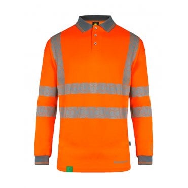 Envirowear recyclable hi-vis long sleeve polo shirt or