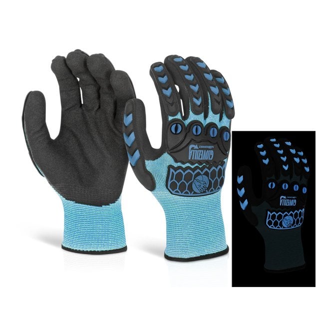 GLOVEZILLA GLOVEZILLA glow in the dark foam nitrile glove blue