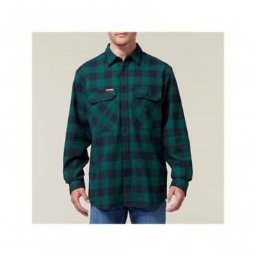 Hard Yakka Check Flannel Long Sleeve Shirt - Green