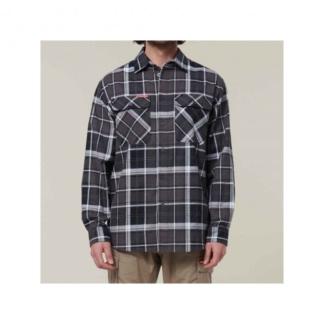Hard Yakka  Lightweight Check Flannel Shirt - Charcoal