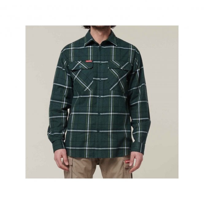 Hard Yakka  Lightweight Check Flannel Shirt - Green