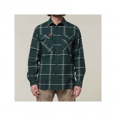 Hard Yakka Lightweight Check Flannel Shirt - Green