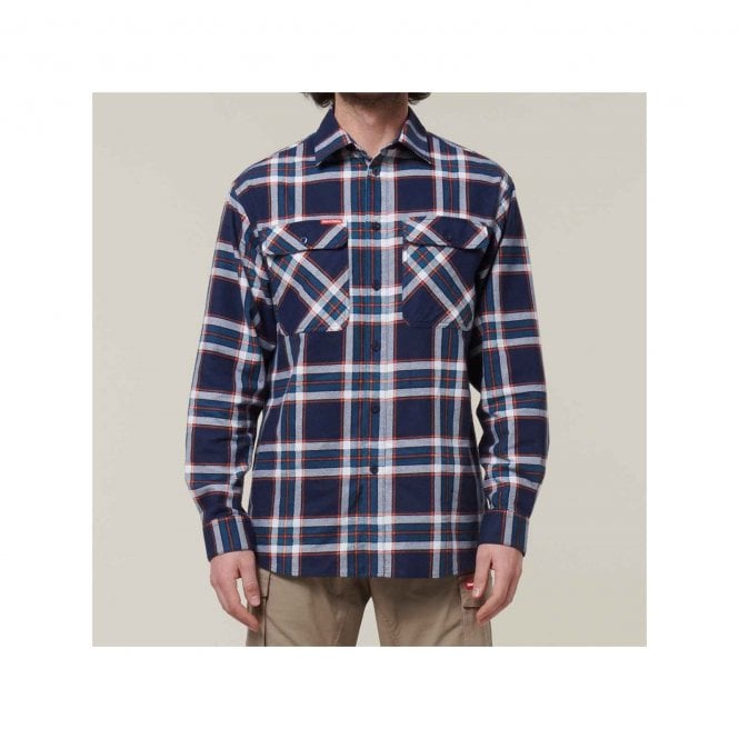 Hard Yakka  Lightweight Check Flannel Shirt - Navy
