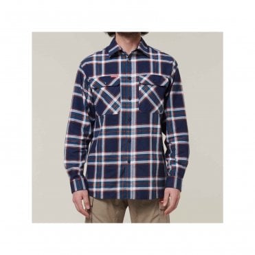Hard Yakka Lightweight Check Flannel Shirt - Navy