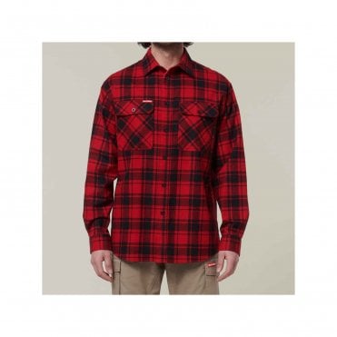 Hard Yakka Lightweight Check Flannel Shirt - Red