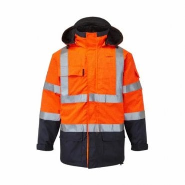 HAZTEC Boulton FR AS Waterproof Traffic Jacket - Navy/Orange