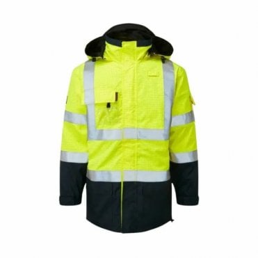 HAZTEC Boulton FR AS Waterproof Traffic Jacket - Navy/Yellow