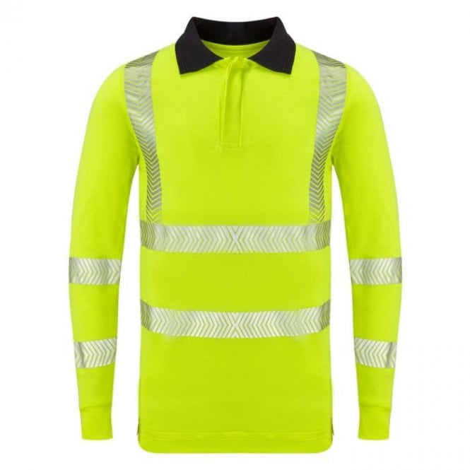 Hazchem Safety HAZTEC Brega Inherent FR AS ARC Hi-Vis Long Sleeved Poloshirt