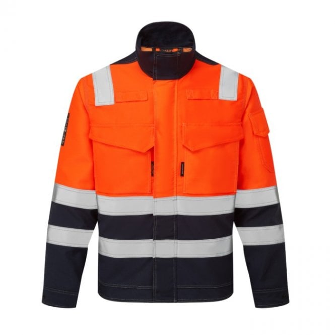 Hazchem Safety HAZTEC Caravel FR AS ARC Two Tone Hi-Vis Class 1 Jacket - Navy/Orange