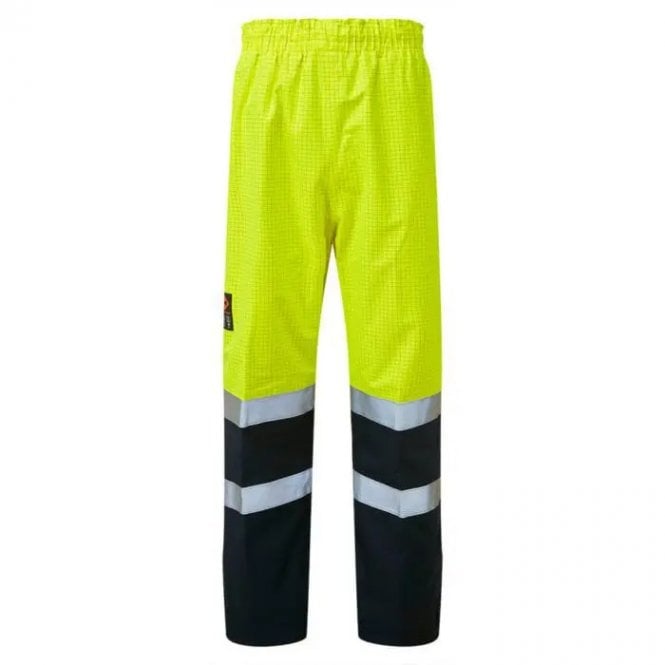 Hazchem Safety HAZTEC Flotta FR AS Waterproof Overtrousers - Navy/Yellow