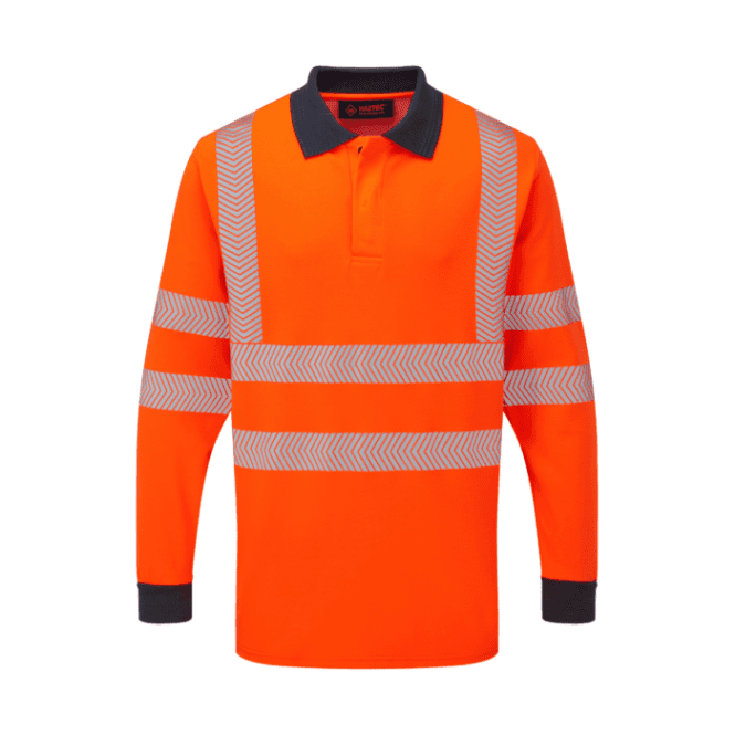 Hazchem Safety HAZTEC Orwell Inherent FR AS ARC Hi-Vis Long Sleeved Poloshirt RIS-3279
