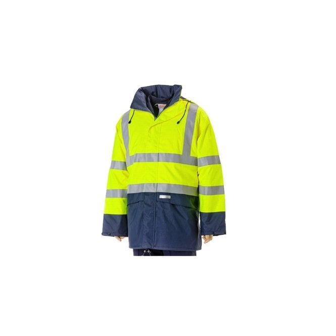 Hazchem Safety Hi Vis Traffic Jacket AS FR Waterproof Two Tone