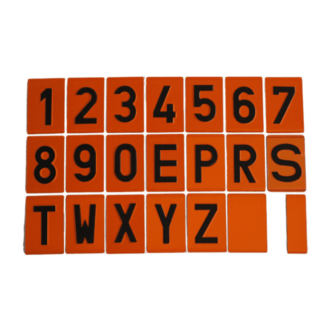 Hazchem Safety Embossed Digits - Numerals & Letters - Fire resistant Stainless Steel