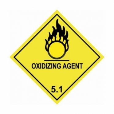 UN Hazard Warning Diamond Alum. 250x250mm Class 5.1 Oxidiz. Agent