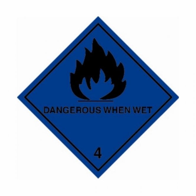 Hazchem Safety UN Hazard Warning Diamond Alum. 250x250mm Class4 Flam. Dangerous when wet
