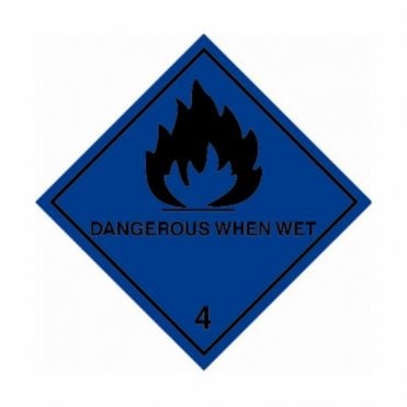 UN Hazard Warning Diamond Alum. 250x250mm Class4 Flam. Dangerous when wet