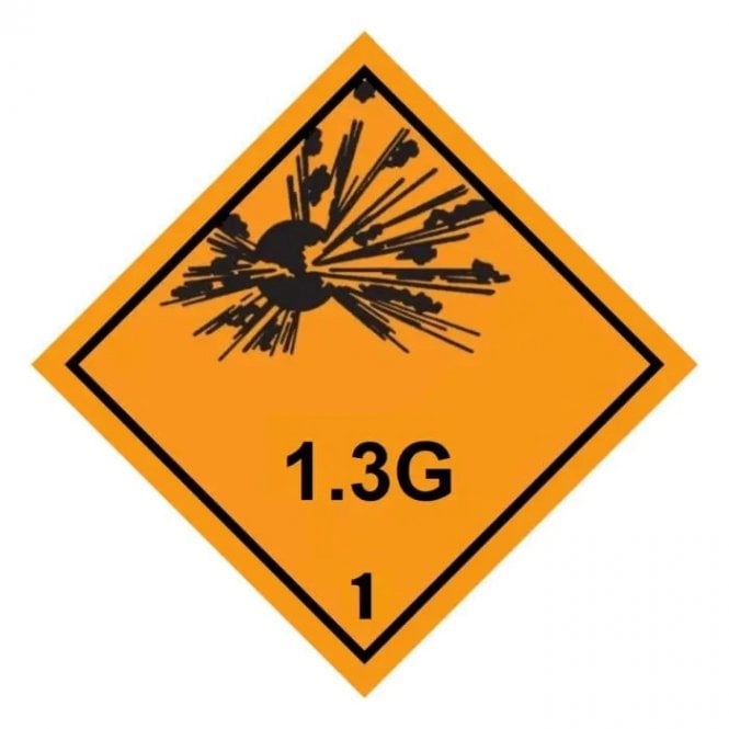 Hazchem Safety UN Hazard Warning Diamond Aluminium 250x250mm Class 1.3G Explosive