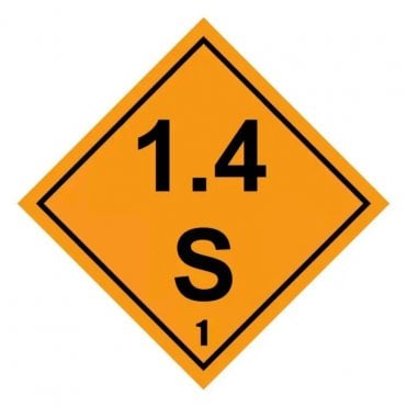 UN Hazard Warning Diamond Aluminium 250x250mm Class 1.4S Explos.